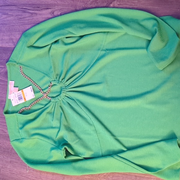 👑 HP 👑 Michael Kors Green Blouse - Picture 1 of 5